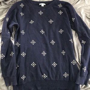 Navy blue embellished sweater
